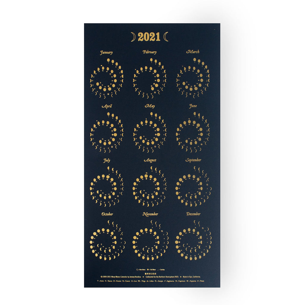 Moon Calendar - Gold Foil on Black