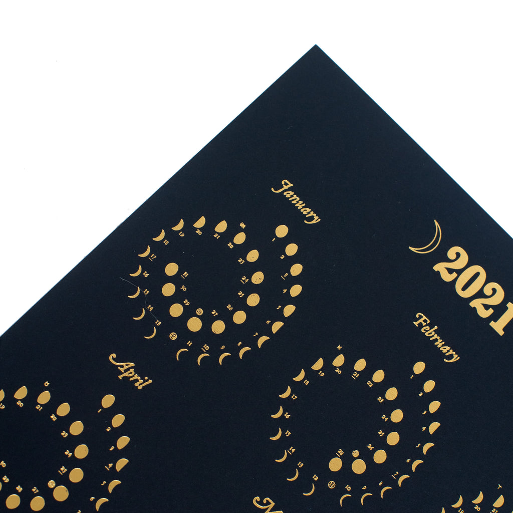 Moon Calendar - Gold Foil on Black